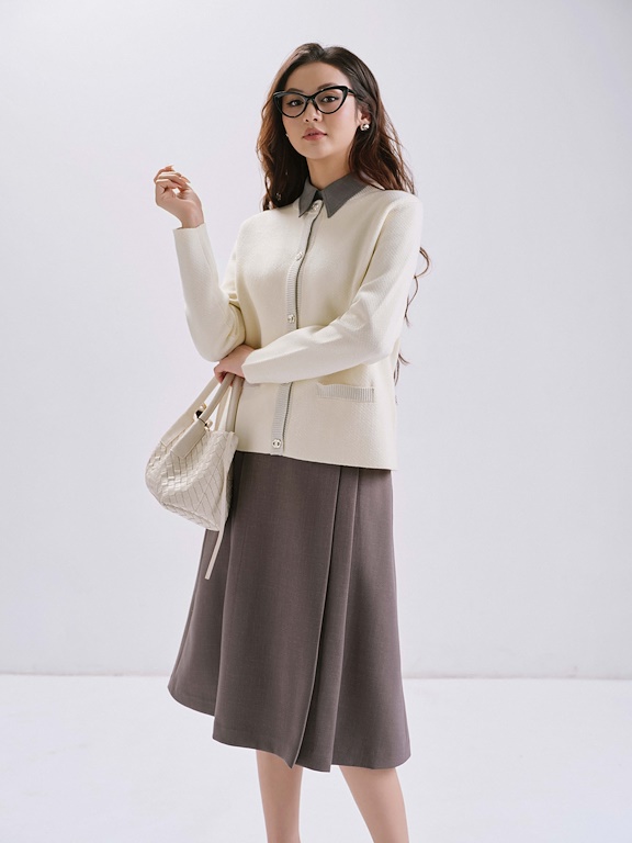 Chân váy lửng xếp ly đối xứng